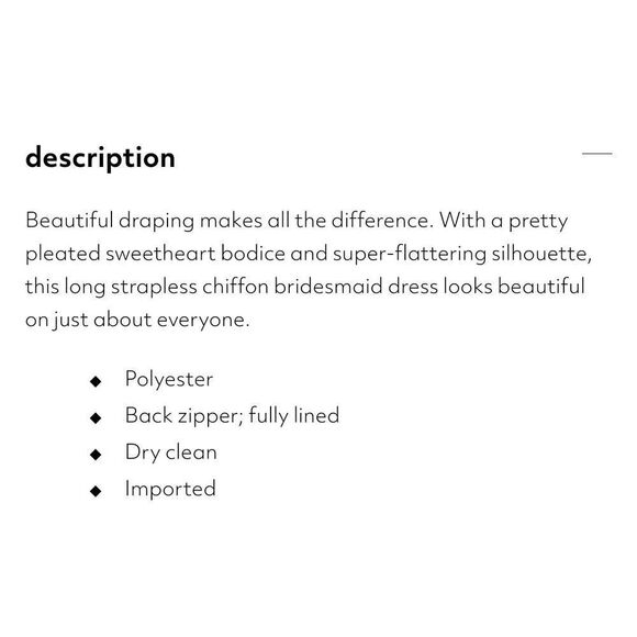 David's Bridal strapless pleated chiffon gown style# F15555 sz 4 - Picture 2 of 11